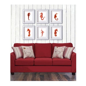 Seahorse Wall Decor Sea Horse Art Print Set of 6 Art Print 8x10 Beach Living Room Wall Art Girls Bedroom Decor Gnosis Picture Archive