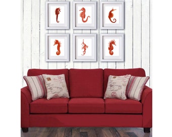 Seepferdchen Wand Dekor Meer Pferd Kunstdruck Set von 6 Kunstdruck 8 x 10 Strand Wohnzimmer Wand Kunst Mädchen Schlafzimmer Dekor Gnosis Bild Archiv