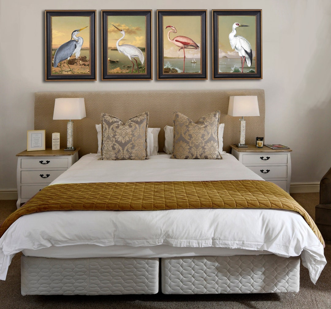 Coastal Wall Decor, Hampton Style Decor, Bird Paintings Set of 4 ...