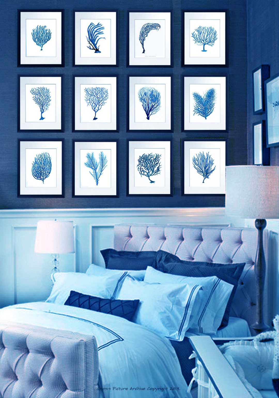 Blue Sea Coral Wall Art Prints Set of 12 Beach House Decor - Etsy