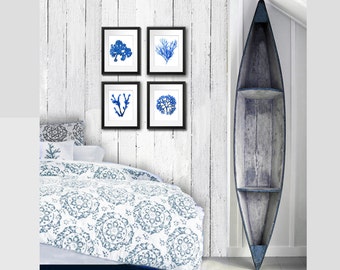 Ocean Print, Blue Seaweed prints set of 4 prints seaside bedroom art, beach house art, coastal decor 8x10" GnosisPictureArchive