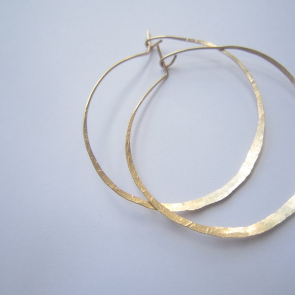 Big Gold Hoop Earrings, Large gold filled hoop earrings. 2" (5 cm) long hoop earrings.