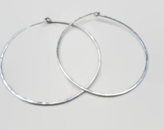 Big Silver Hoop Earrings, Large sterling silver hoop earrings. 2" (5 cm) long hoop earrings.