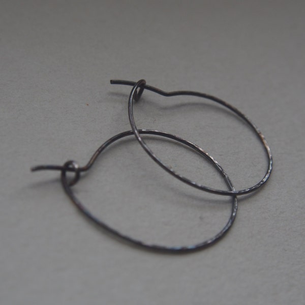 Oxidized Silver Hoop Earrings, Small sterling silver oxidized hoop earrings. 1" wide hoop earrings.