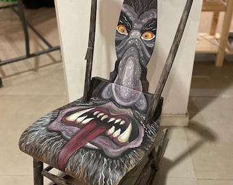 Krampus Rocking Chair Hand Painted OOAK