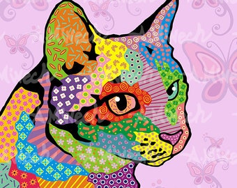 Butterfly Cat Pop Art Print 8x8