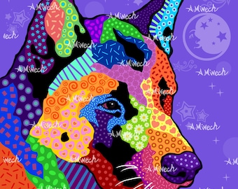 Akita Husky Pop Art Print 8x8