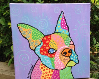 Bady- Boston Terrier Original Art on Canvas