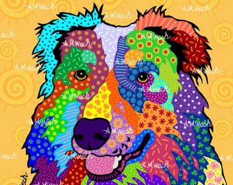 Aussie Australian Shepherd Pop Art Print 8x8
