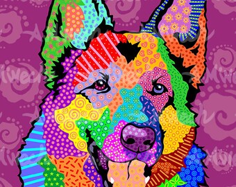 German Shepherd #4 Pop Art style print "8 x 8"