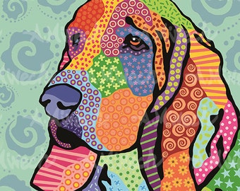 Basset Hound Pop Art Print 8x8