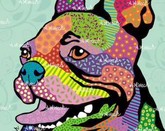 Boston Terrier Side View Pop Art Print 8x8