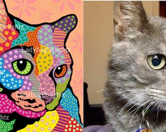 123 Custom YOUR PET! Pop Art Pet Portrait on Canvas "12 x 12"