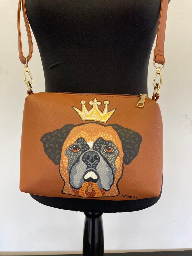 UPCYCLED Hand Painted Boxer Purse image 3