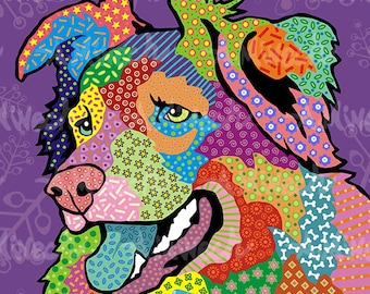 Australian Shepherd or Border Collie Pop Art Print 8x8