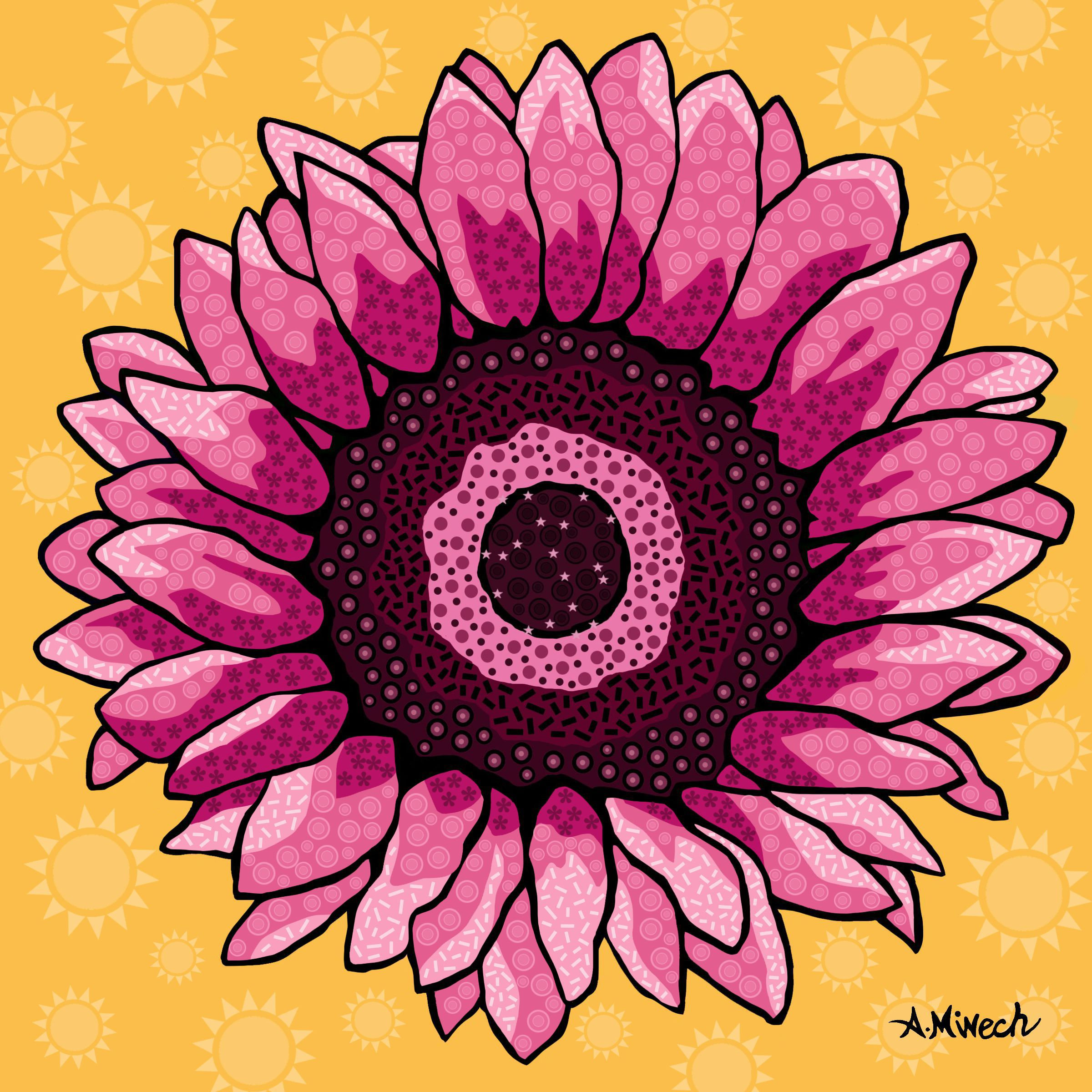 Hippie Sunflower Drawing 