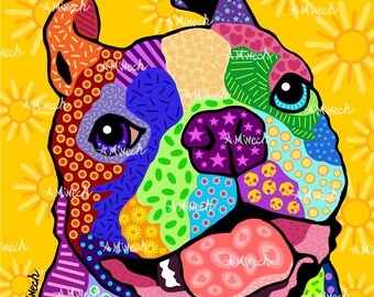 Boston with Big Smile Pop Art Print 8x8