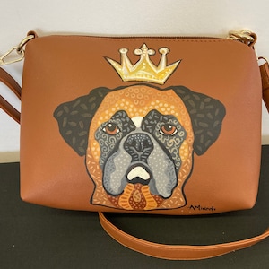 UPCYCLED Hand Painted Boxer Purse image 1