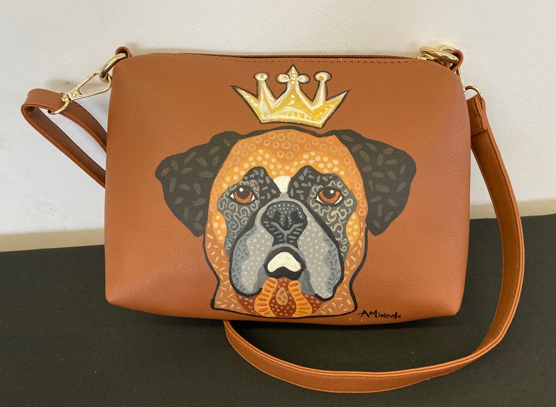 UPCYCLED Hand Painted Boxer Purse image 1