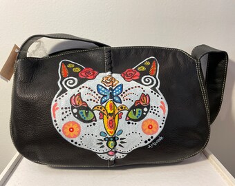 UPCYCLED!  Sugar Skull Cat Purse