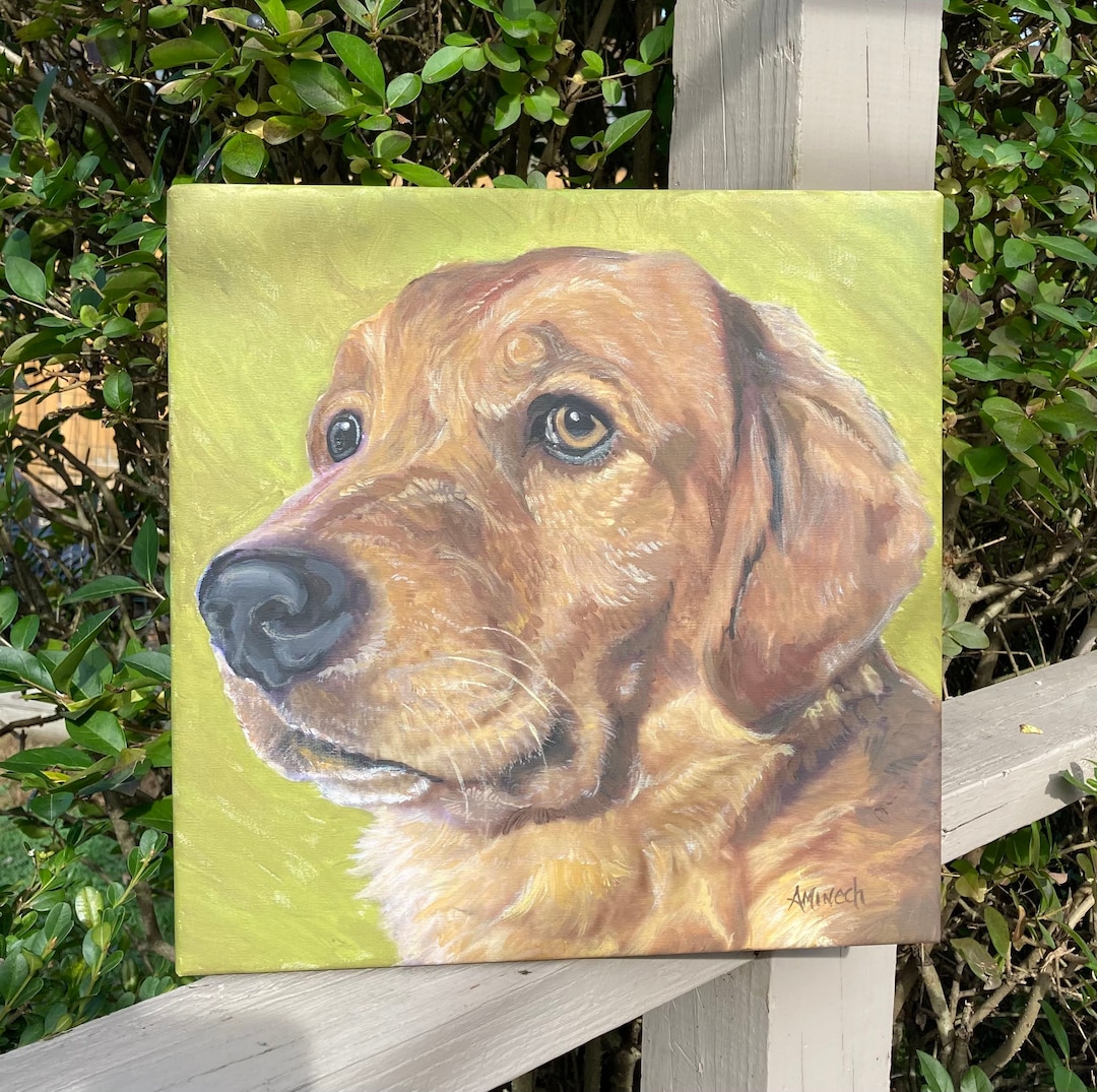 123 Custom REALISTIC STYLE Pet Portrait Acrylic on Canvas 12" X 12" - Etsy