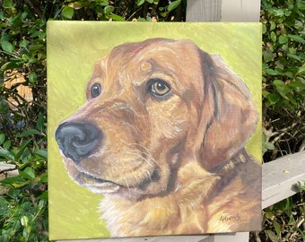123 Custom REALISTIC STYLE Pet Portrait Acrylic on Canvas 12" x 12"