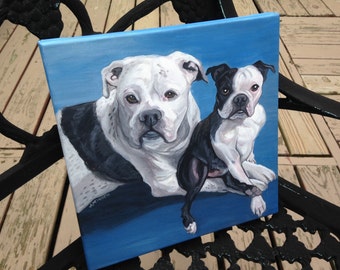 SAMPLE Custom Double Pet Portrait on Canvas 12" x 12"