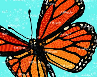 Monarch Butterfly Print 8x8
