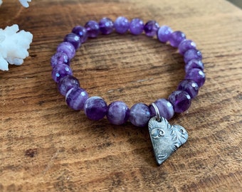 Chevron Amethyst Boho Bracelet, Purple Boho Chic Bracelet, April Birthstone Bracelet, valentines gift for her