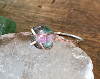 Watermelon Tourmaline Stacking Ring, Rare Watermelon Tourmaline 925 Silver Ring, Silver Stacking Ring, Tourmaline Ring