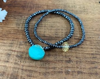 Blue Opal Bracelet Set, Citrine Bracelet Set, Stacking Bracelets, Opal Bracelet, Glam Bracelet Set