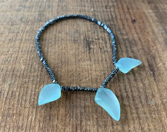 Blue Opal Spike Bracelet, Gemstone Spike Bracelet, Glam Stacking Bracelet, Blue Opal Bracelet