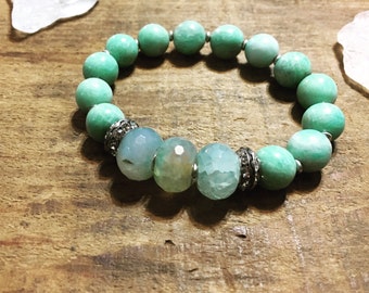 Mint Green Bohemian Bracelet, Boho Chic Bracelet, Brazilian Amazonite Bracelet, Bohemian Style, Item 1009