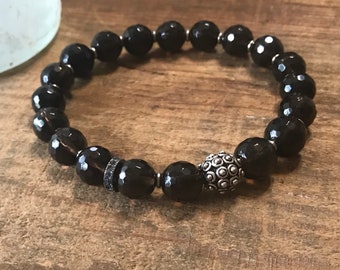 Smokey Quartz Bracelet, Blue Diamond Bracelet, 925 Silver Bracelet, Chocolate Gemstone Bracelet, Handmade Bracelet
