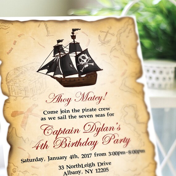 Kids' Pirate Birthday Party Invitation PRINTABLE | Etsy