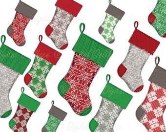 Christmas Stocking Clipart / Digital Christmas Clipart / Sweater Stocking Clip Art, Printable