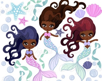 Black Mermaid / African American Art (Clip Art)