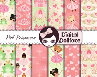 Princess Digital Paper, Commercial Use, Princess Party Printables, Digital Background