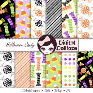Halloween Scrapbook Paper Pack Digital Halloween Candy - Etsy