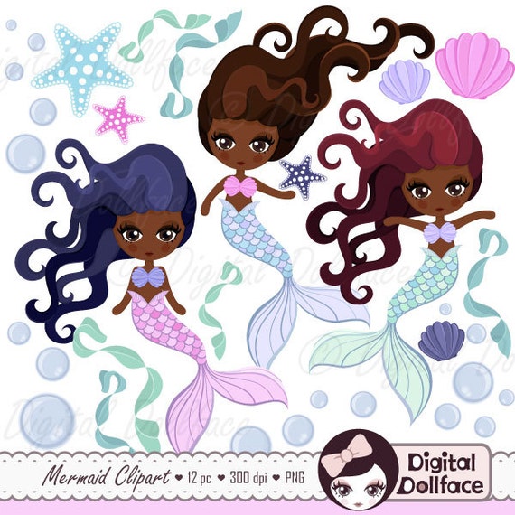 Download Black Mermaid African American Art Clip Art By Digital Dollface Catch My Party