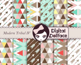 Geometric Triangle Digital Paper Pack, Modern Scrapbook Paper, Digital