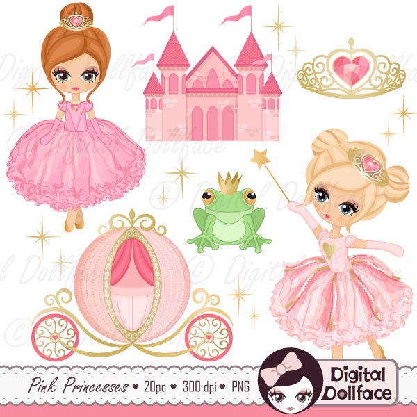 Rosa Prinzessin Clipart Rosa Und Gold Prinzessin Party Etsy