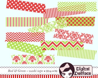 Digital Washi Tape, Christmas Clipart, Holiday Clip Art, Download, Scrapbook