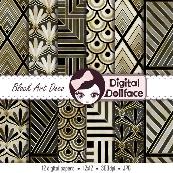 VINTAGE ART DECO DEPARTMENT STORE WRAPPING PAPER Gold Black