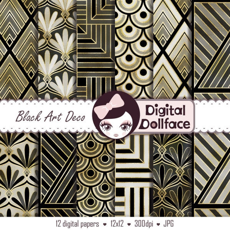 Art Deco Digital Paper Pattern Design Roaring 20s Party Etsy