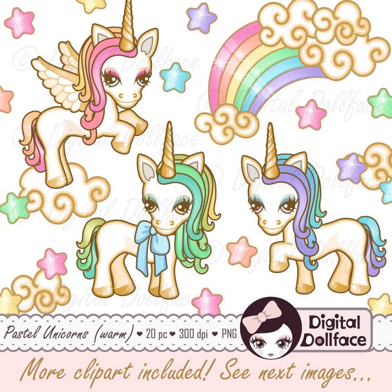 Download Pastel Unicorn Clipart For Themed Baby Shower Unicorn Etsy
