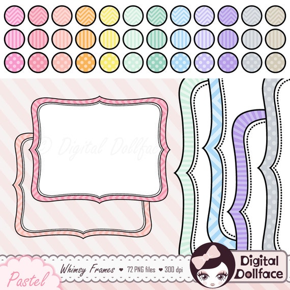 Pastel, Digital Label / Frames Clipart, Border Graphics, Bracket Clip Art Il_570xn