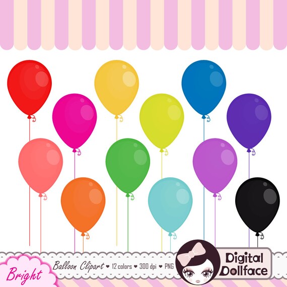 Items similar to Birthday Party Clip Art, Balloon Clipart, Digital ...