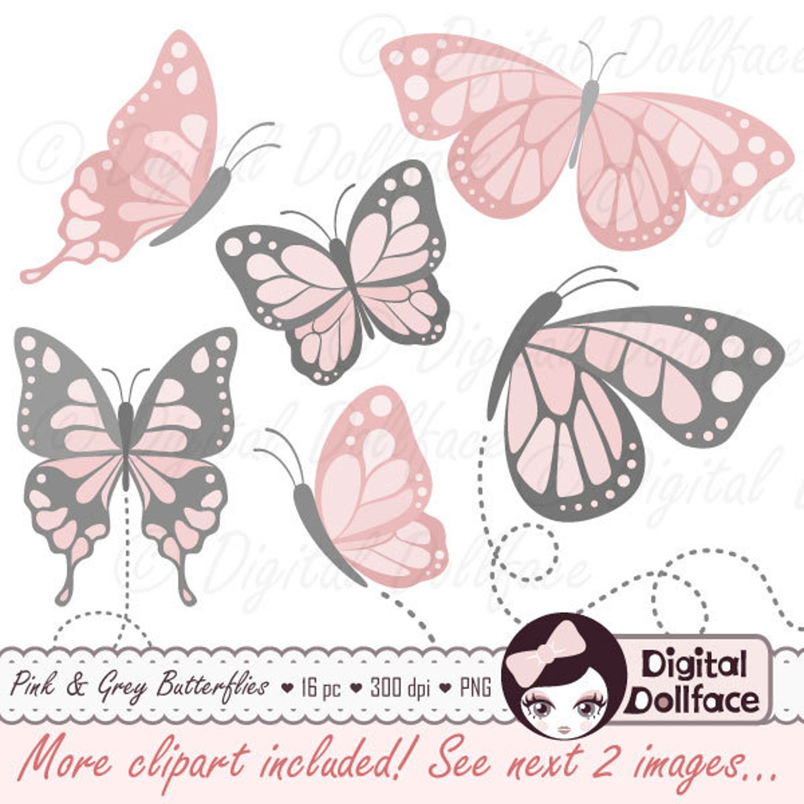 Pink Butterfly Clipart Printable Butterfly Birthday Etsy