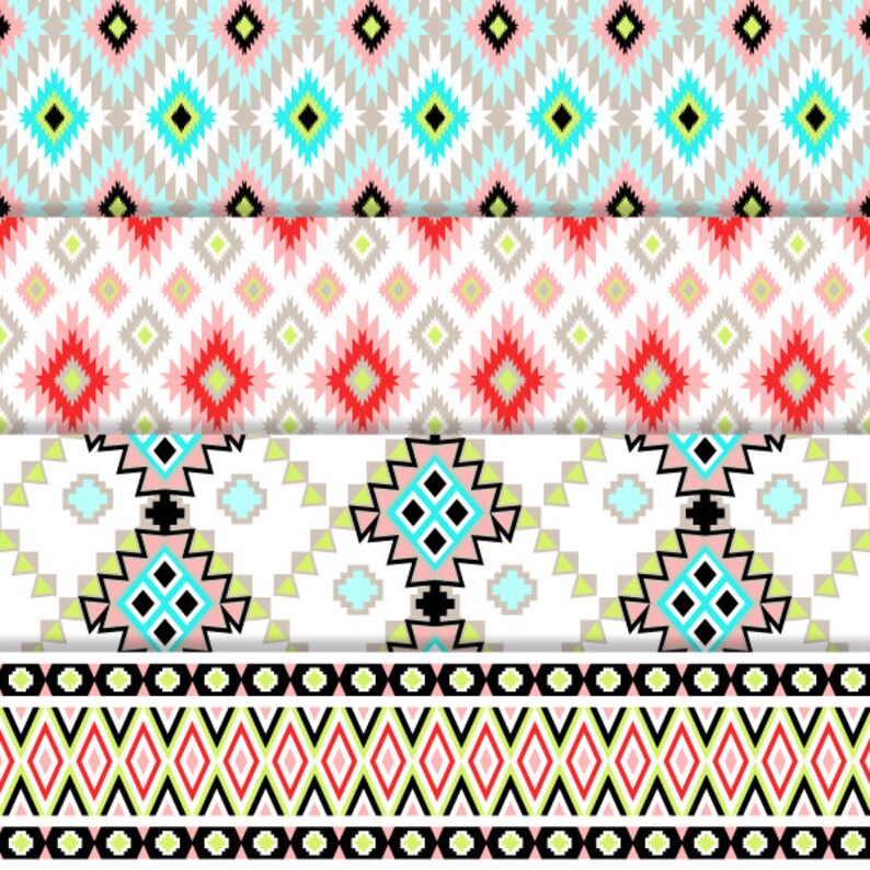 Neon Aztec Digital Paper Geometric Ikat Scrapbook Paper - Etsy